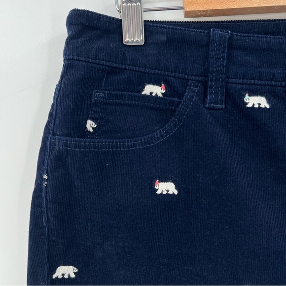 Talbots CORDUROY STRAIGHT LEG PANTS in Novelty POLAR BEAR EMBROIDERED Size 8P - Picture 10 of 12
